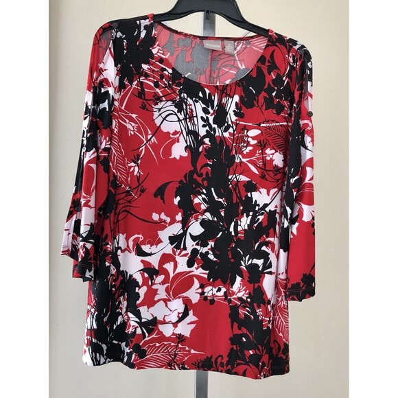 Chico's Womens Tunic Top Size 2 (Large) Open sleeves attached with buttons - Picture 1 of 13